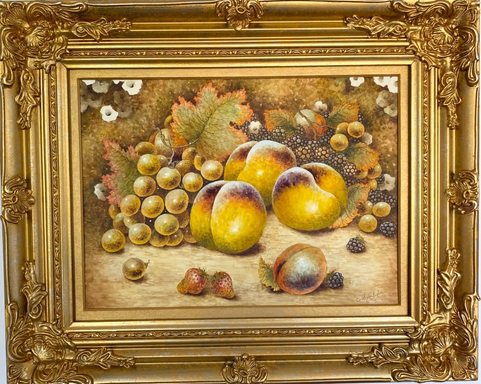 Worcester Fruit . Framed Original Watercolour by Christopher Hughes 