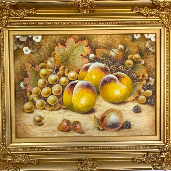 Worcester Fruit . Framed Original Watercolour by Christopher Hughes 