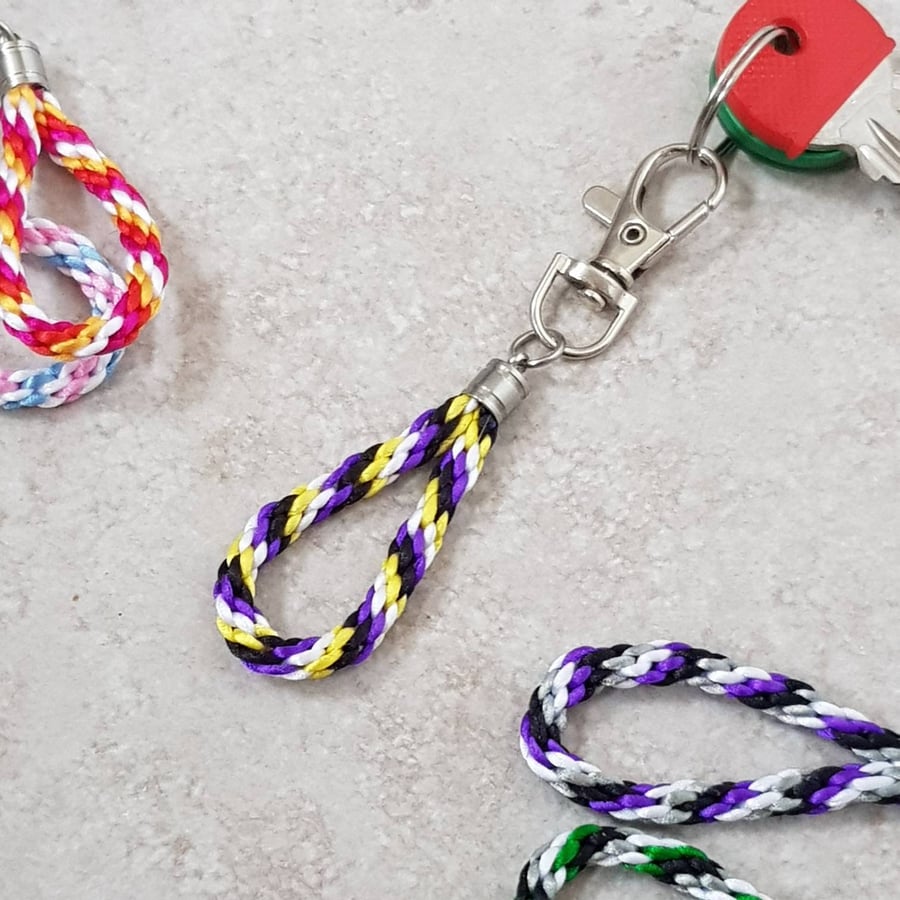 Nonbinary Keyring, Enby Keychain, Non binary Pride gifts
