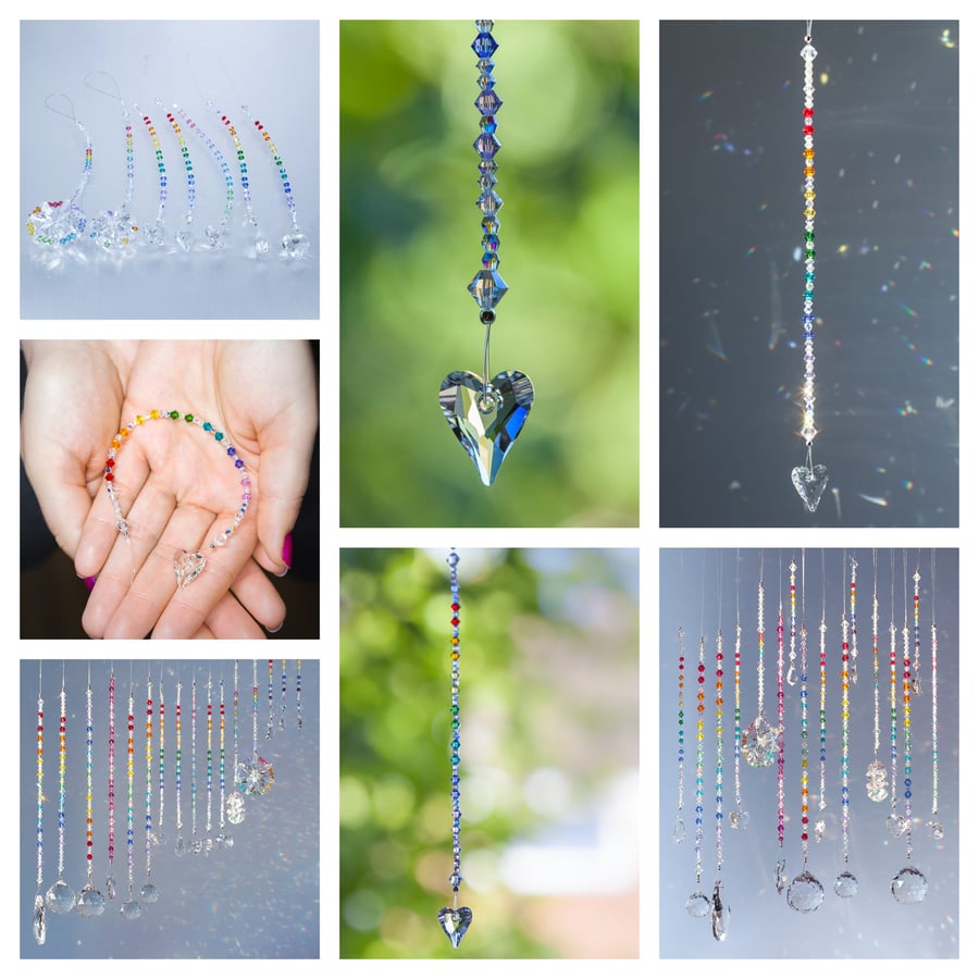 Swarovski sparkly crystal wild heart rainbow sun-catcher 