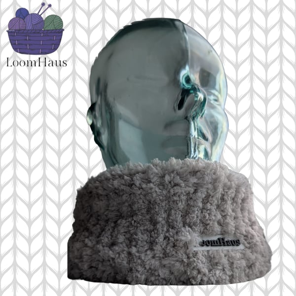 Feather Grey Snuggly Snood - with customisable name tag!