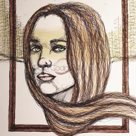 Portrait In A Frame Drawing, Portrait Art, Picture Frame