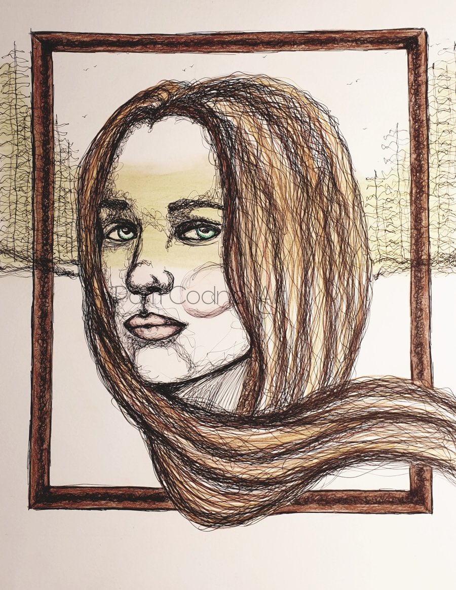 Portrait In A Frame Drawing, Portrait Art, Picture Frame