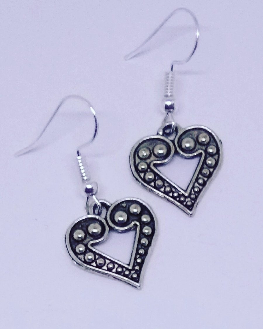  Tibetan Silver Heart  Earrings