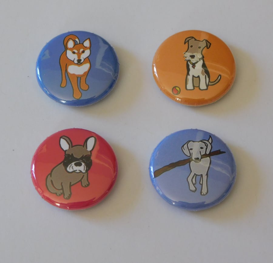Mixed pack of 4 Dog Illustration Magnets