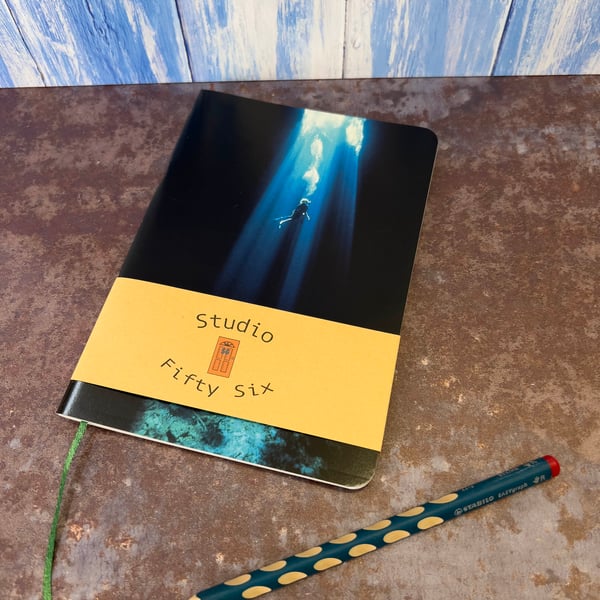 Notebook, Marine themed, A5 (ish), made from up-cycled and recycled materials.