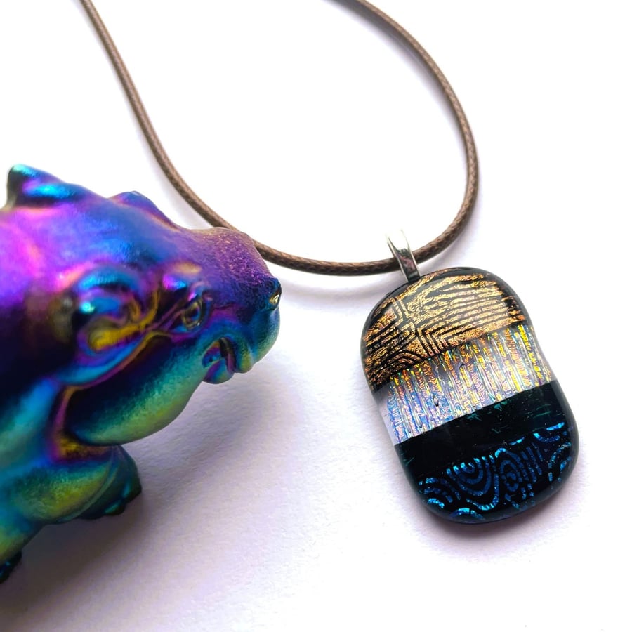 Four Texture Dichroic Glass Pendant 