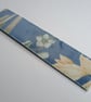 Textile bookmark - aqua blue embroidered curtain, wool and velvet fabrics - Image 2