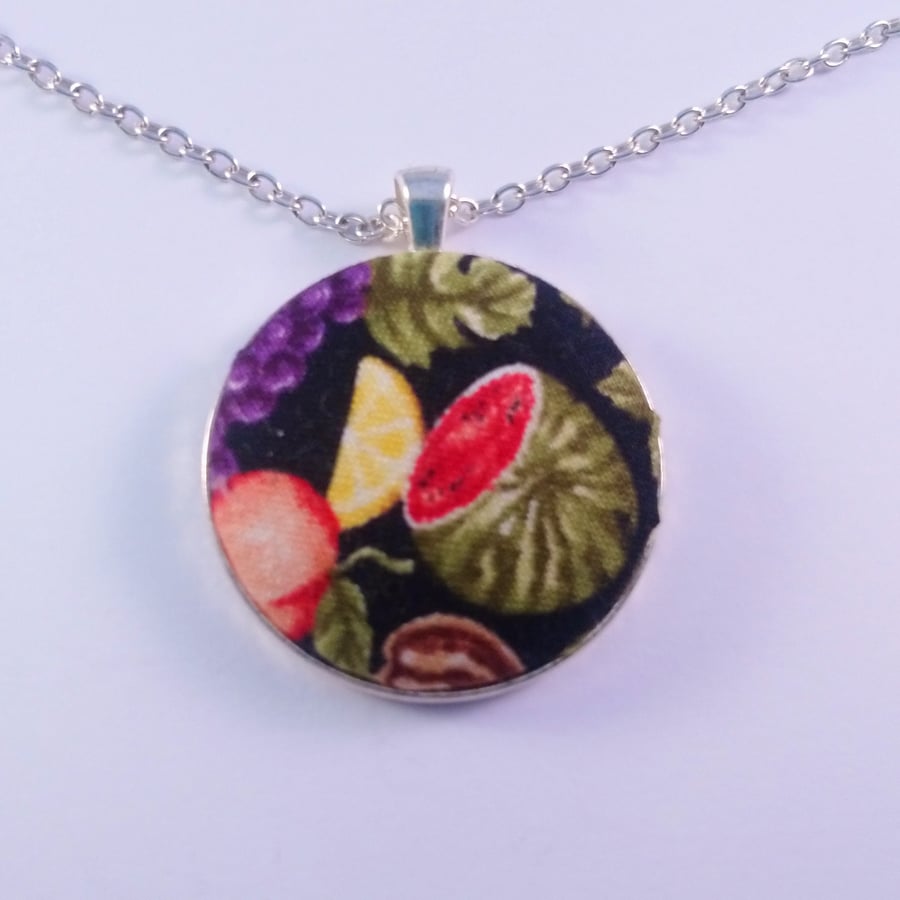 38mm Fruit Design Fabric Covered Button Pendant