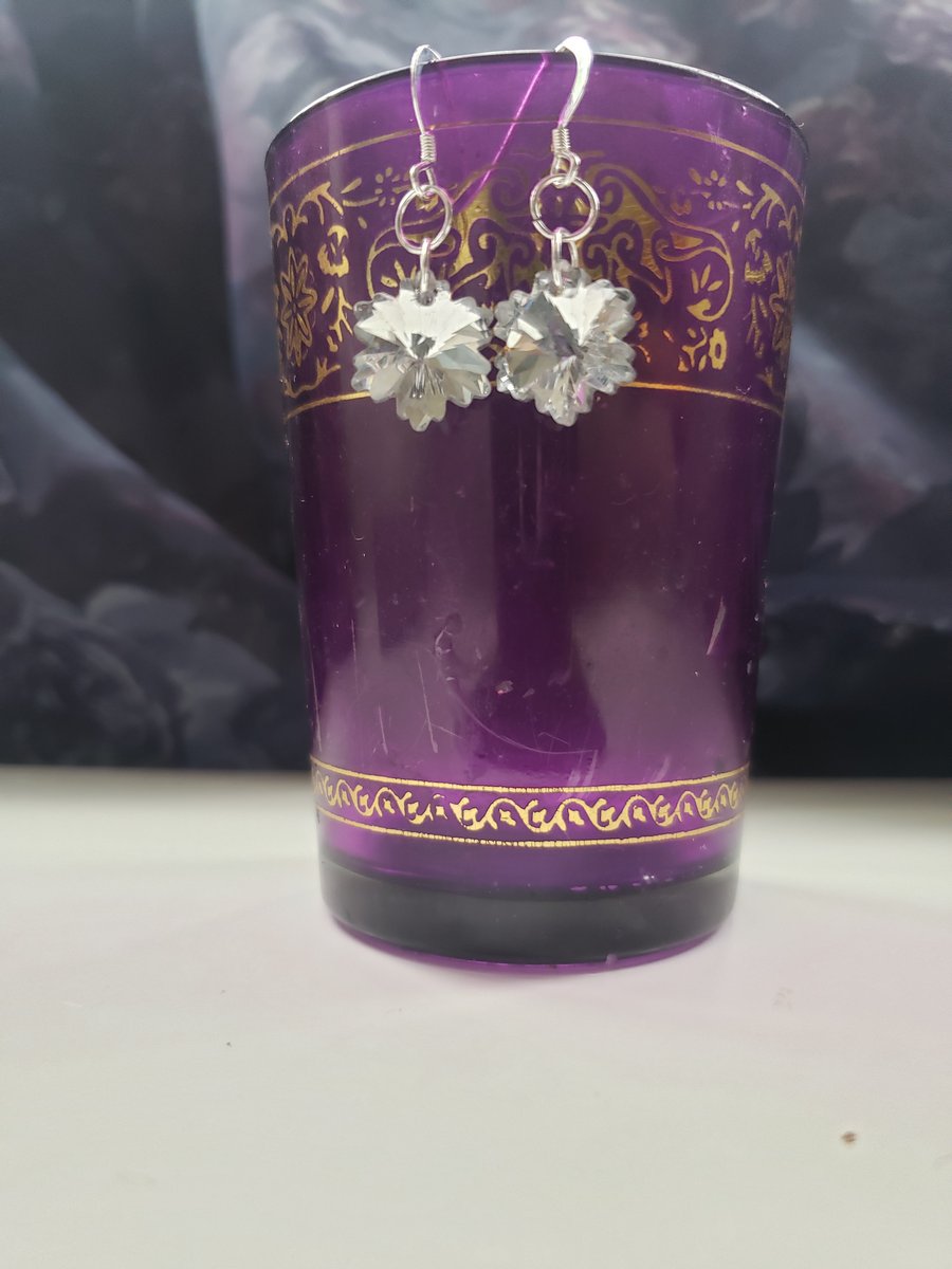 Sterling Silver crystal snowflake earrings