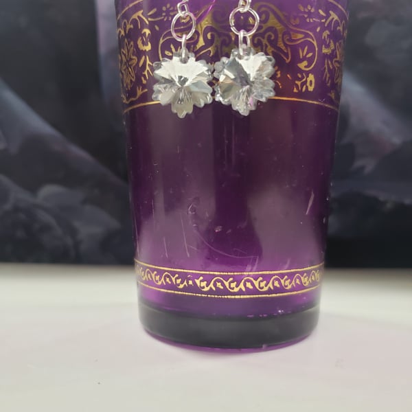 Sterling Silver crystal snowflake earrings