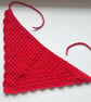 Cherry Red Crochet Hair Bandana - Cotton Triangle Headband - Image 7
