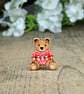 Handmade Christmas Teddy Bear Brooch, Personalised Wooden Festive Jumper Pin