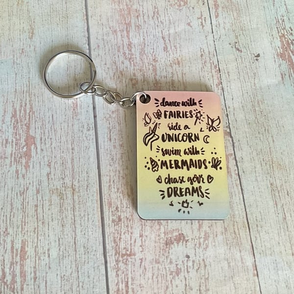 MDF Keyring gift - Dance with Fairies - Birthday or any occasion
