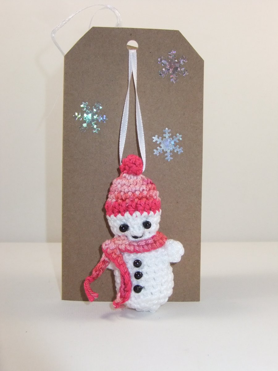 Snowman Decoration Card (Pinks)