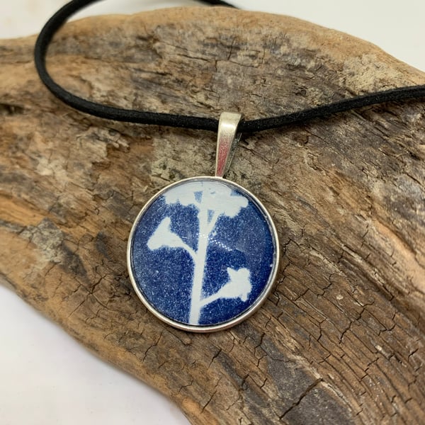 Forget Me Not Cyanotype Pendant Necklace