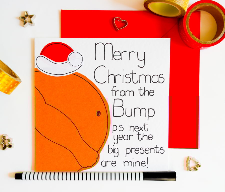 Christmas Card From The Baby Bump, Christmas Card For Parents To Be