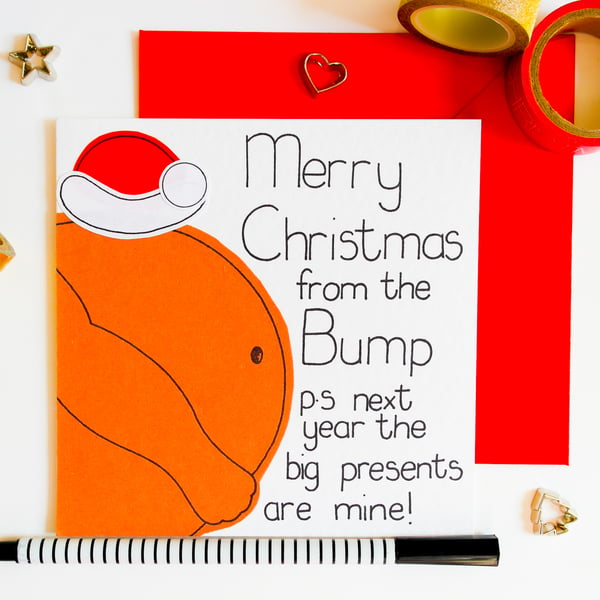 Christmas Card From The Baby Bump, Christmas Card For Parents To Be