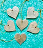 Set of six wooden hand painted Christmas tree rainbow hearts - Image 3