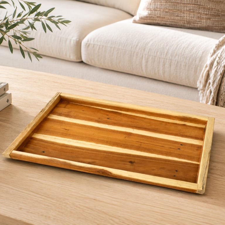 Acacia Wood Coffee Table Dressing Table Tray Handmade Upcycled