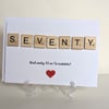 70th Birthday scrabble greetings card