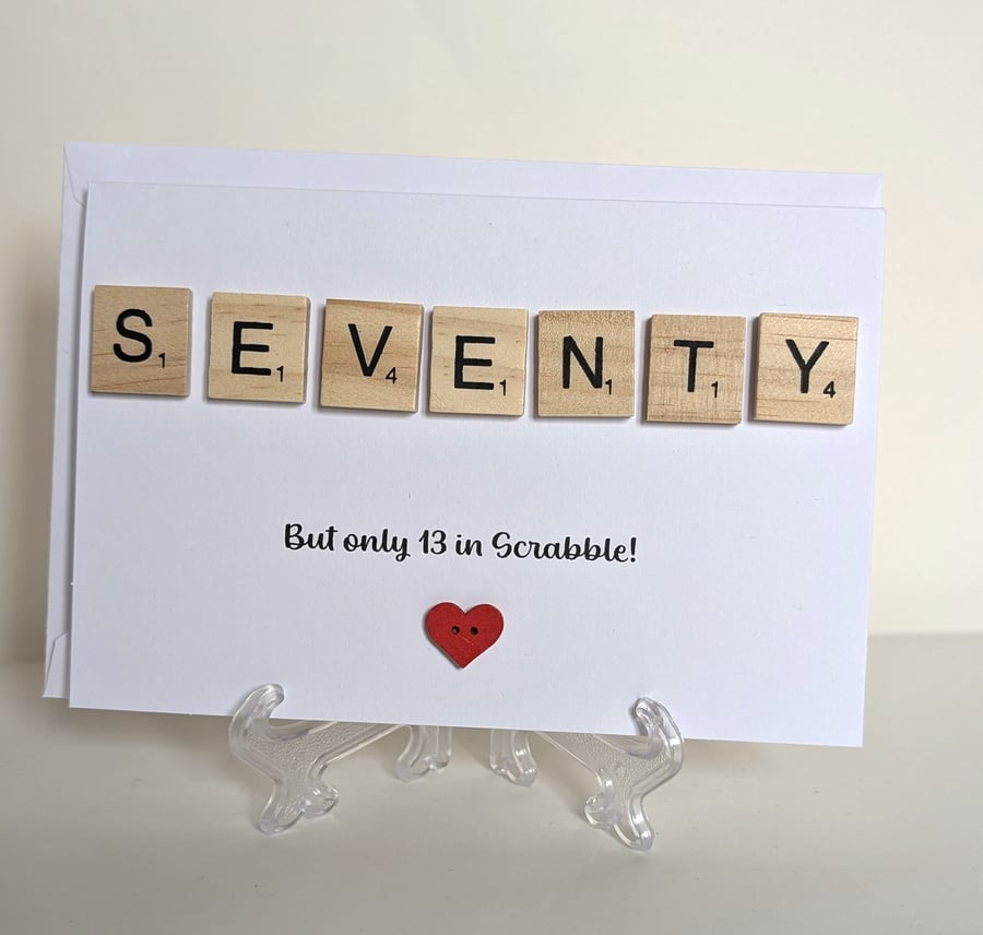 70th Birthday scrabble greetings card