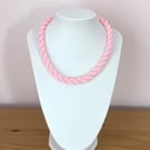 Pink & White Pearl Handmade Woven Spiral Necklace