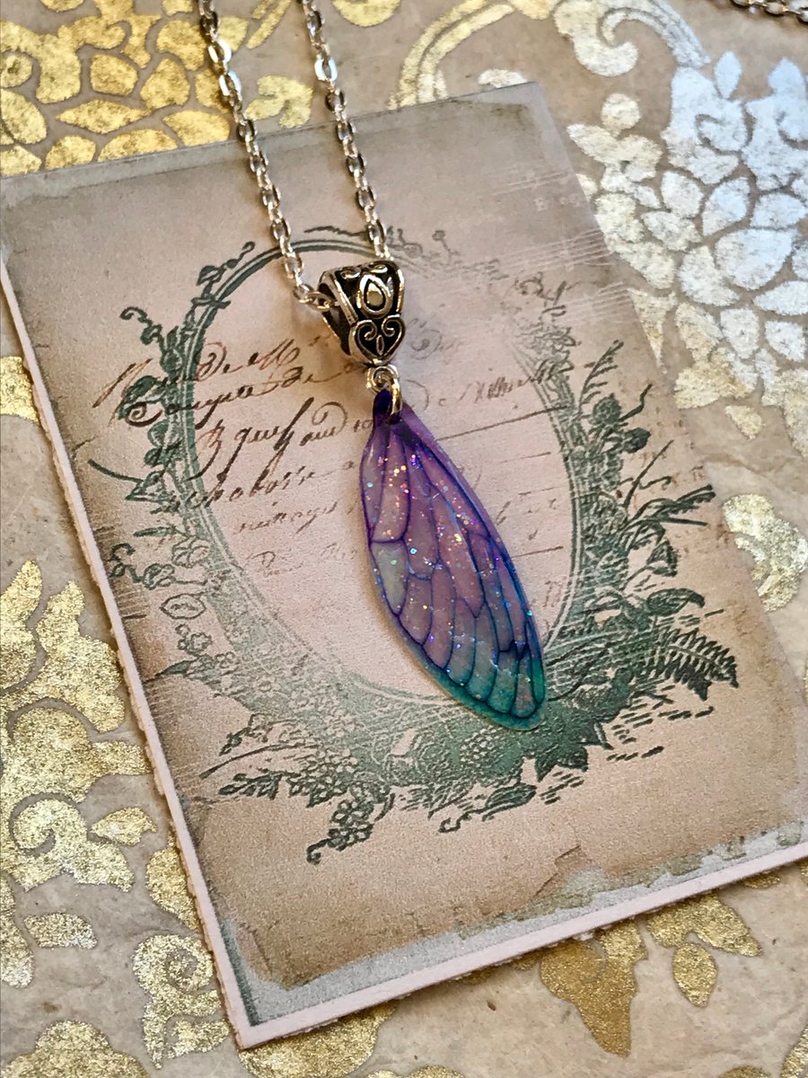 Purple and Blue Fairy Wing Necklace