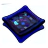 Fused Glass Trinket Dish 7cm Blue Bordered Dichroic 001