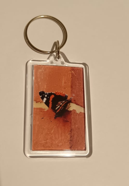 Beautiful Red Admiral Butterfly Photography Rectangular Keyring 