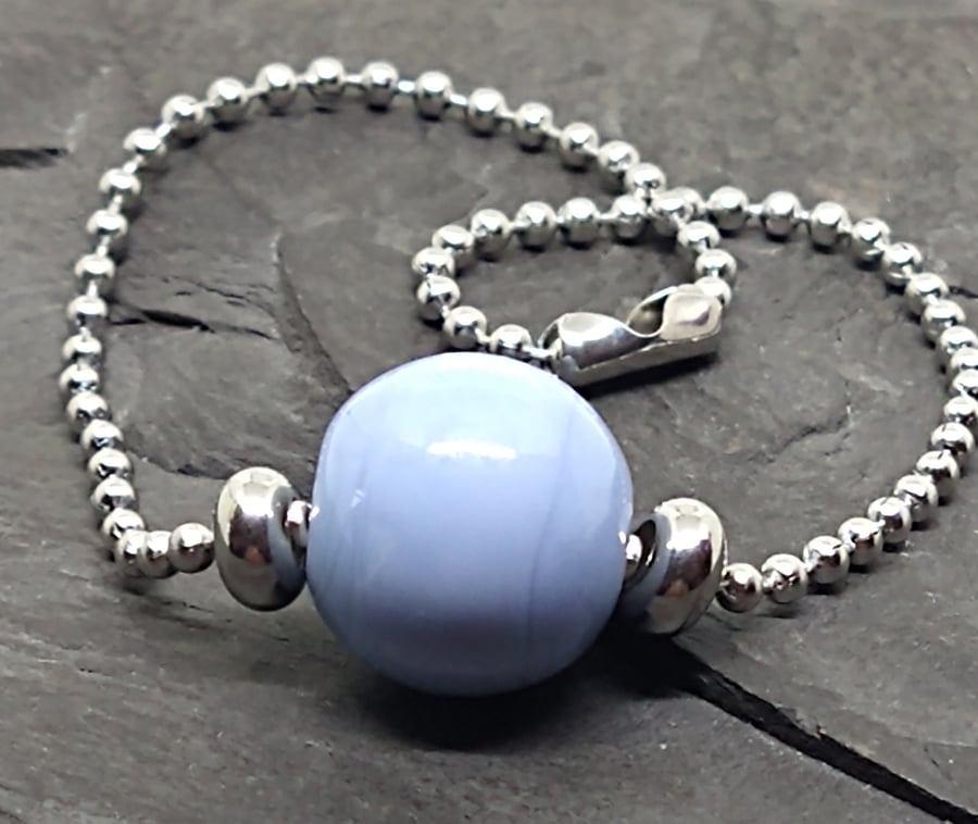 Orb collection Bracelet  - Glacier Blue lampwork bead 