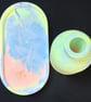 Vibrant Handcrafted Vase and Tray Set Colorful Decor - Image 3