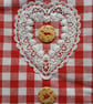 Scandi Style Hearts and Holly Gingham Christmas Stocking - Image 6