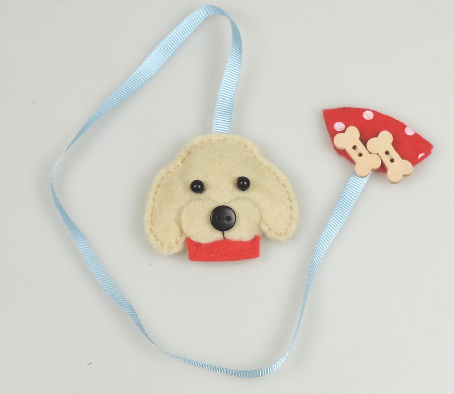 Golden Labrador dog Felt & Ribbon Bookmark, Ideal Gift, Dog Lover, Book Lover