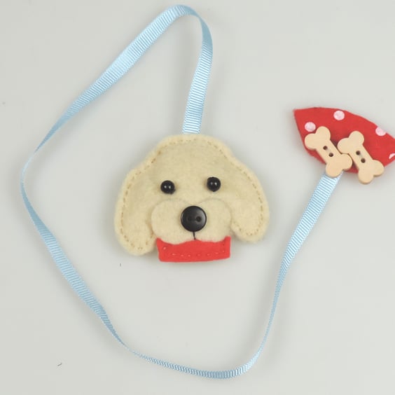 Golden Labrador dog Felt & Ribbon Bookmark, Ideal Gift, Dog Lover, Book Lover