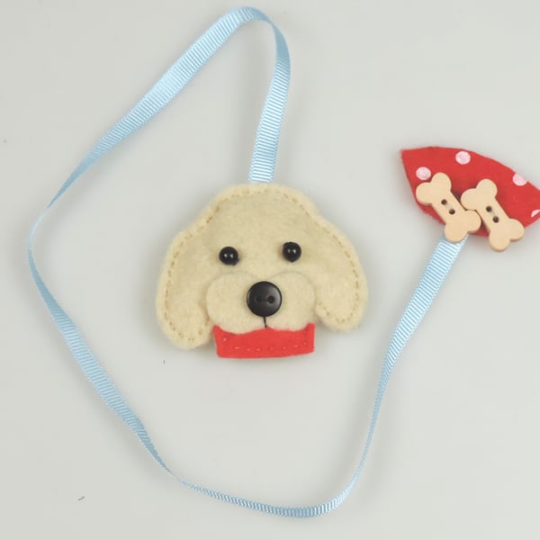Golden Labrador dog Felt & Ribbon Bookmark, Ideal Gift, Dog Lover, Book Lover