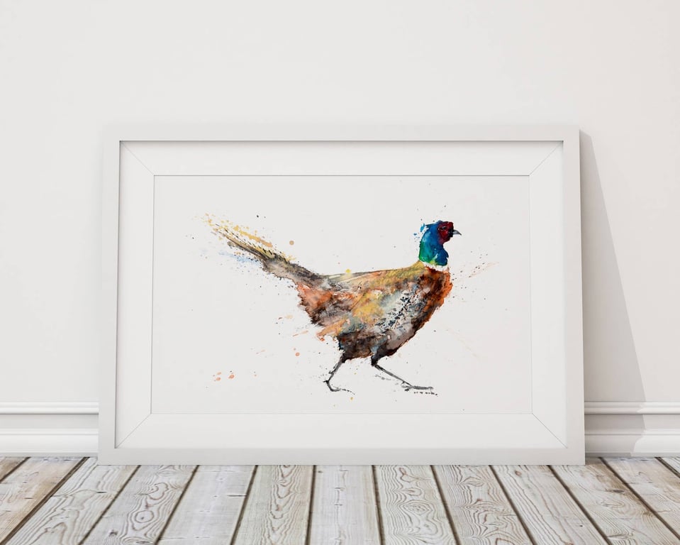 Pheasant Watercolour Print Hand Signed Limited Edition Bird Art
