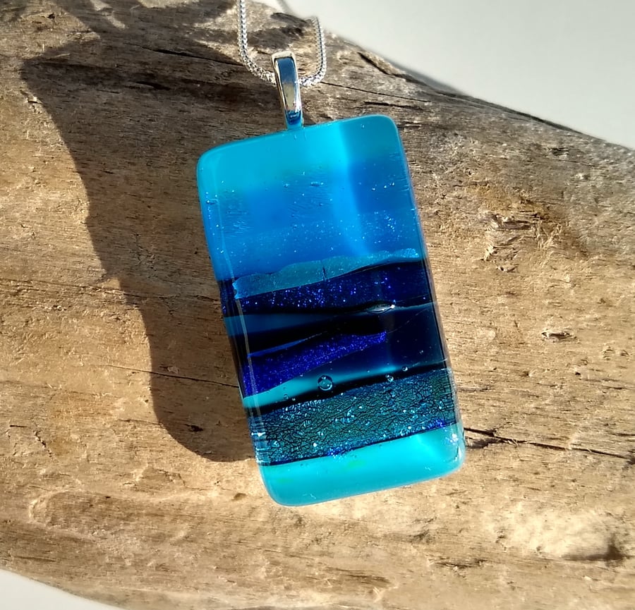 All at Sea fused glass pendant