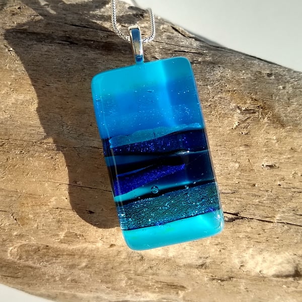 All at Sea fused glass pendant