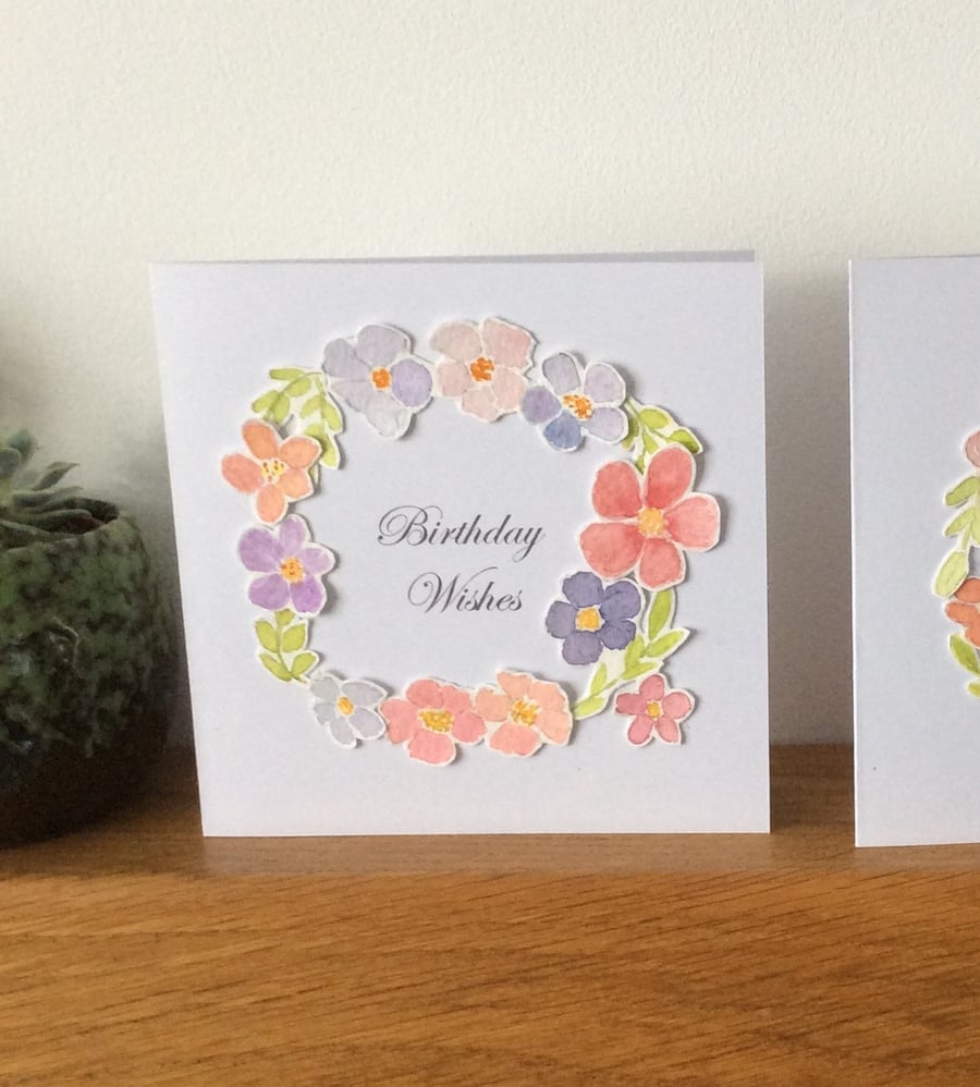 Pink, Purple & Orange Floral Design Birthday Card