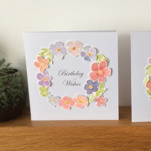Pink, Purple & Orange Floral Design Birthday Card