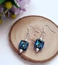 Dark Blue Dichoric Glass Beaded Earrings - Image 2