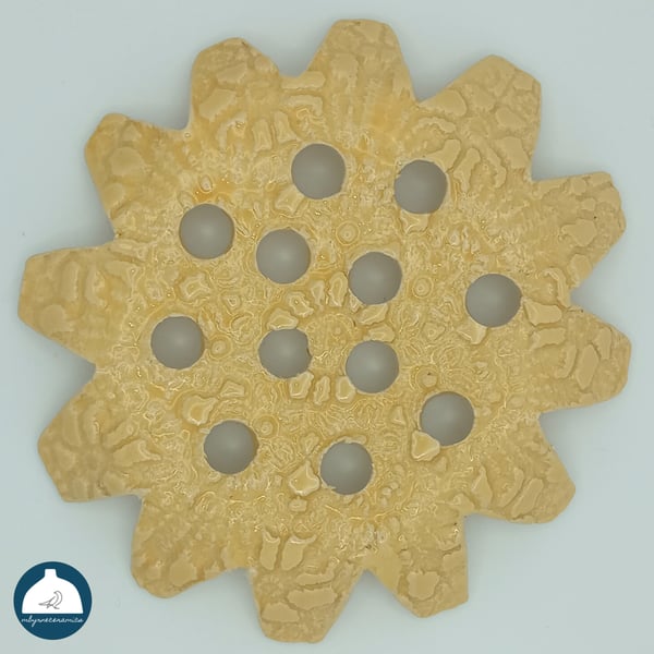 Ceramic flower frog, yellow