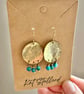 Boho Textured Disc Earrings With Apatite Gemstones Handmade in Cornwall 