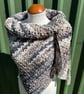 Asymmetrical Triangle Lace Crochet Wrap Shawl in Soft Neutral Tones Wool Blend - Image 1