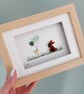 Bunny & Chick Sea Glass Wall Art, Framed Sea Glass Art, Gift for Nature Lovers