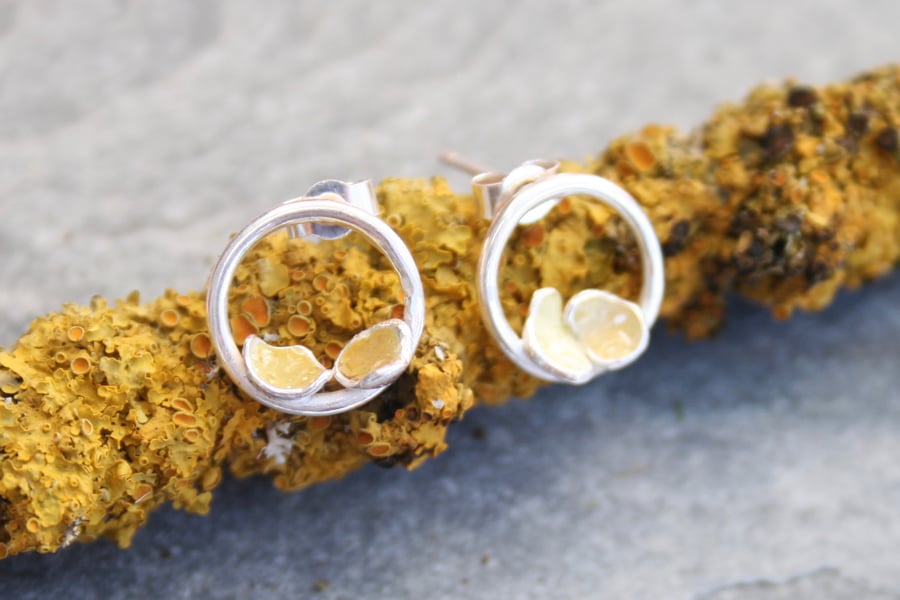 Sterling silver lichen earrings