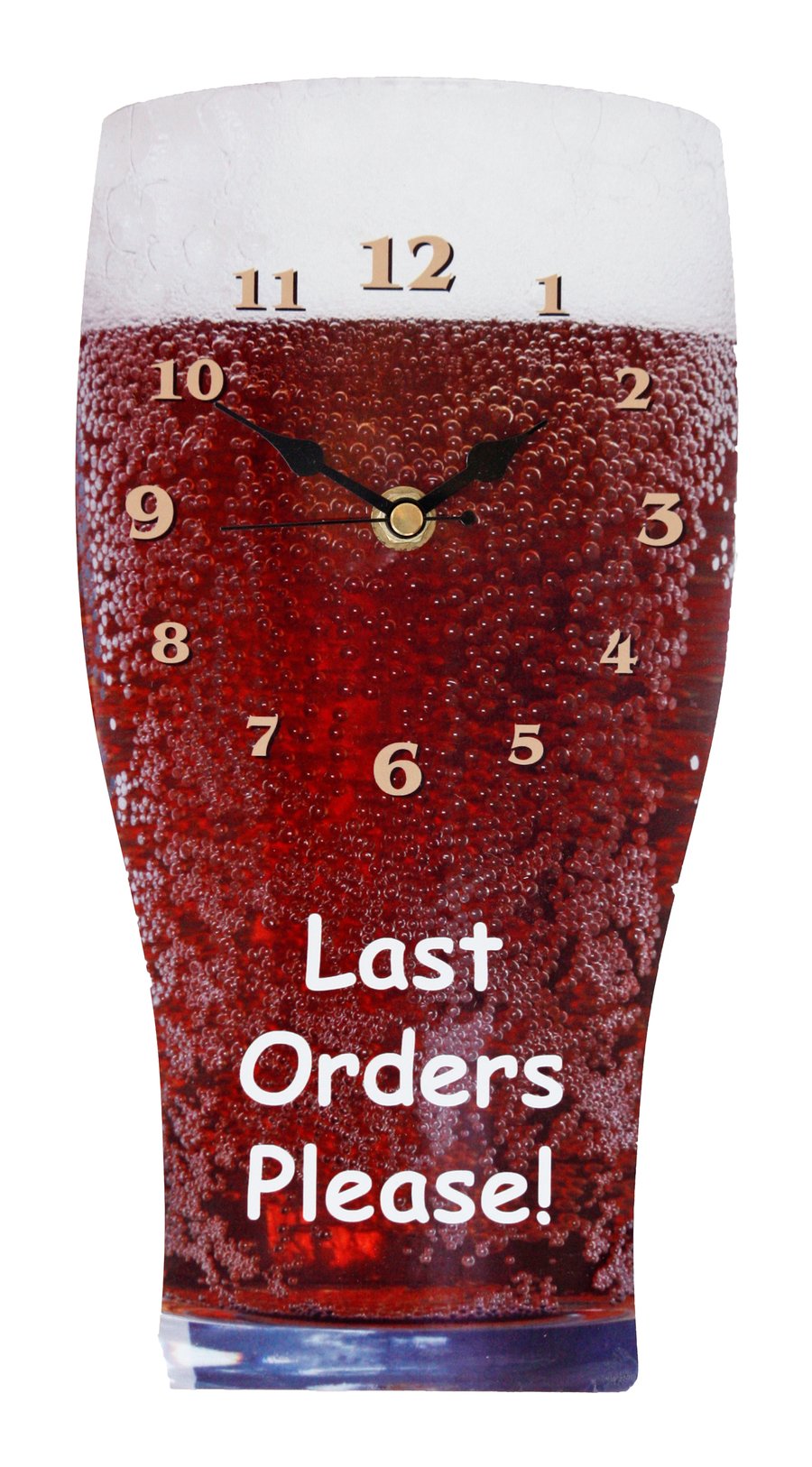 Pint of Beer Wall Clock - be quick it's nearly last orders