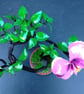 Wire Bonsai Sculpture – Pink Hibiscus Resin Flower, Botanical Art (19cm - Image 3