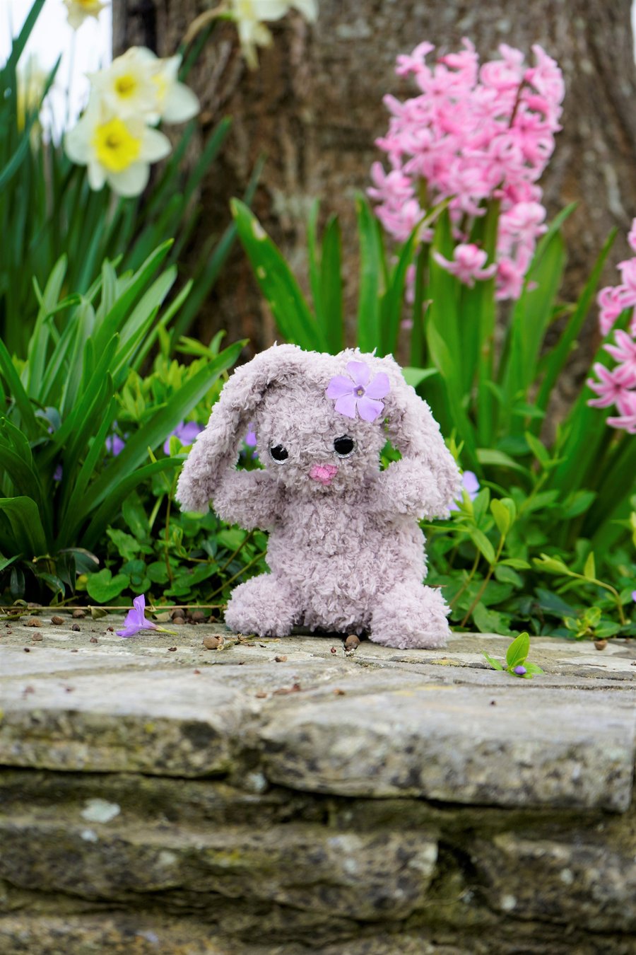 Cute bunny toy for kids, Handmade crocheted soft stuffed rabbit 